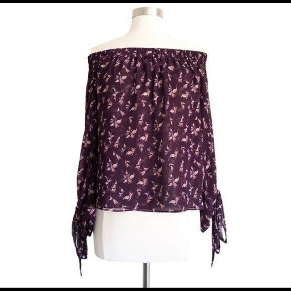 NWOT Misa purple floral off the shoulder blouse - Picture 5 of 6